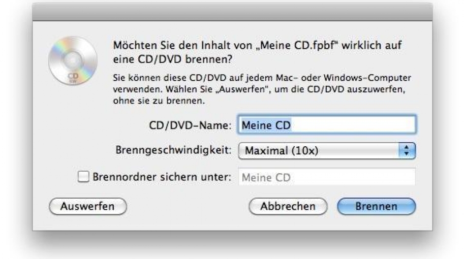 CD / DVD brennen mit dem Mac