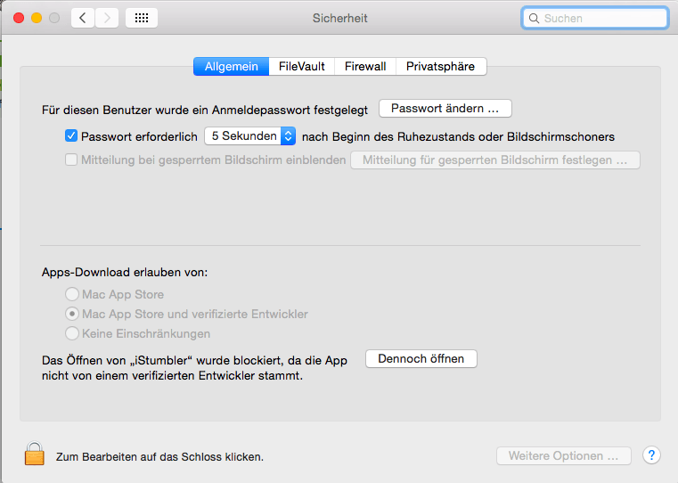 Mac-Systemeinstellung-Sicherheit