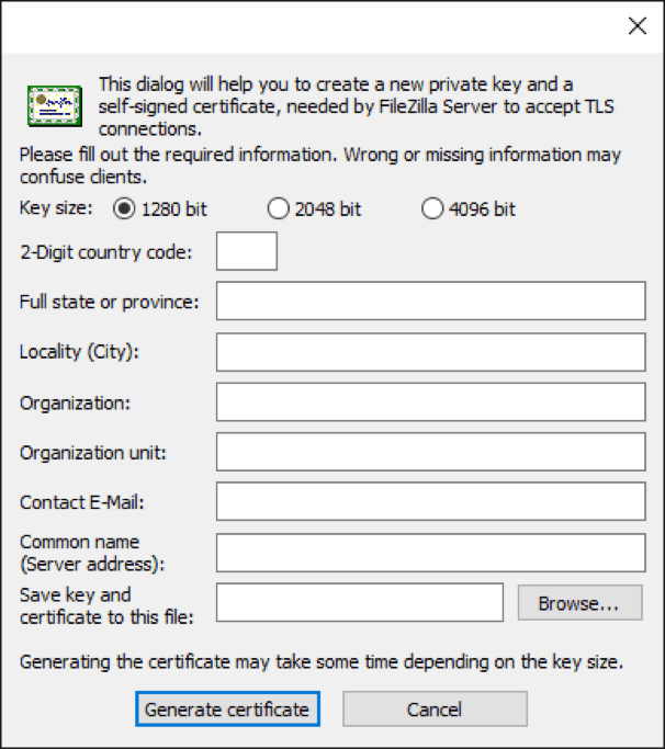 Filezilla Zertifikat