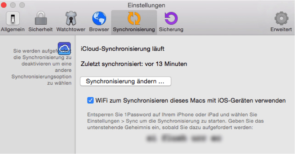 1Password Synchronisation
