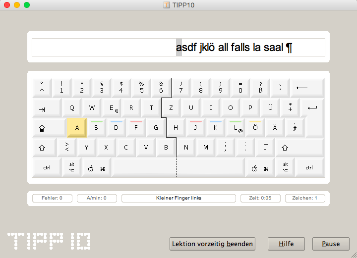 10 Fingersystem Software Lektion 1