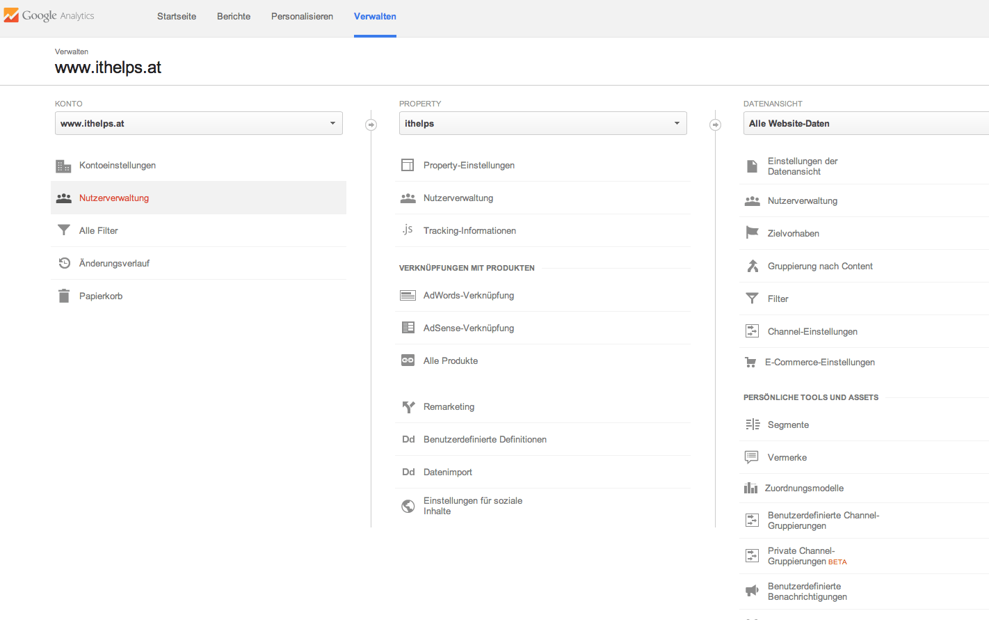 Google Analytics Verwaltung