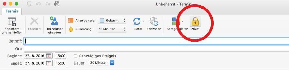 Privat Termin in Outlook 1